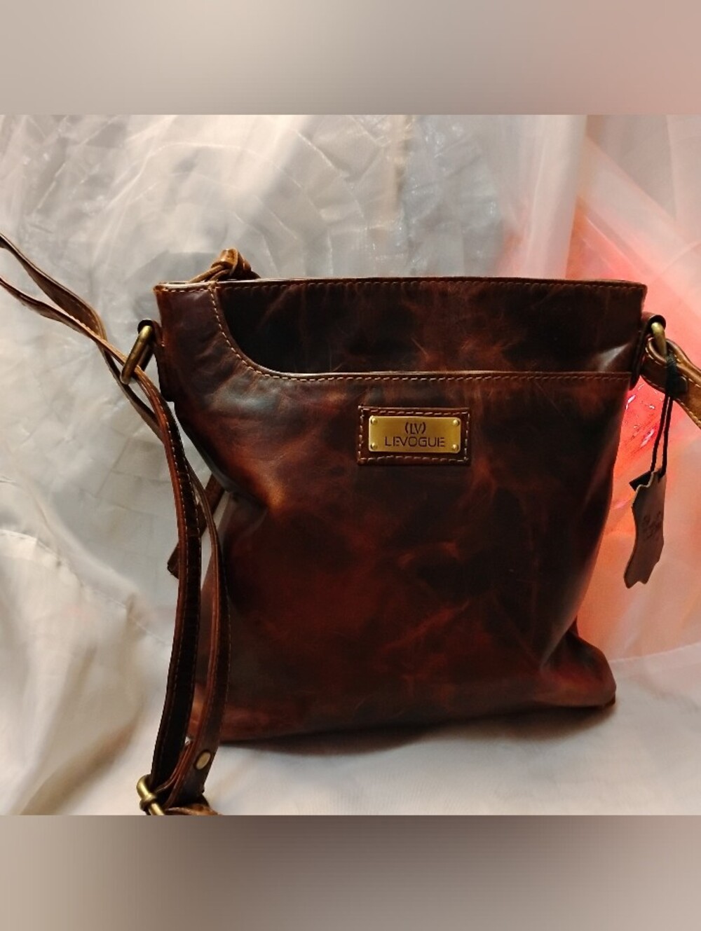 LeVogue Distressed Brown Soft Leather Shoulder Bag. Vintage, Gorgeous!